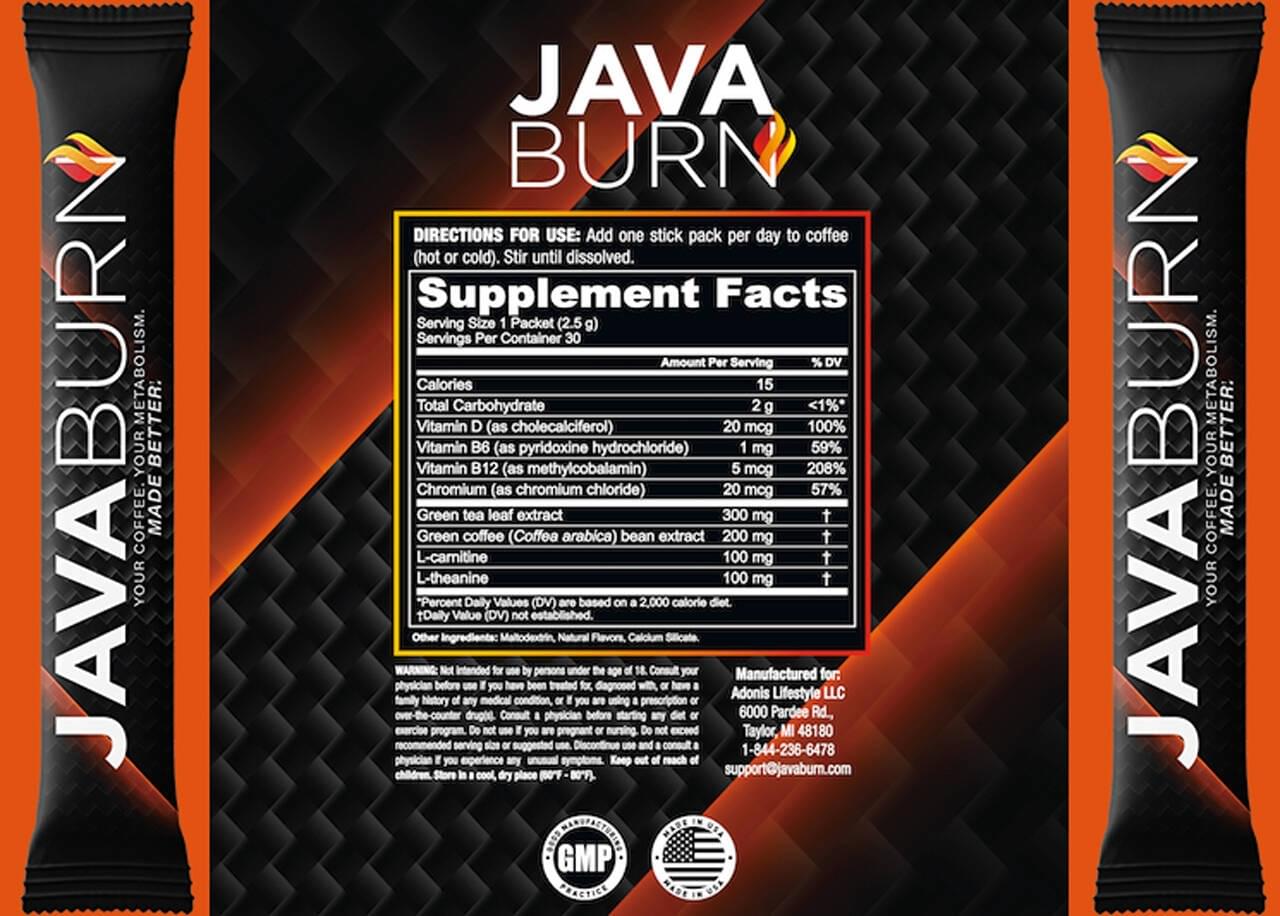 Java Burn supplement facts